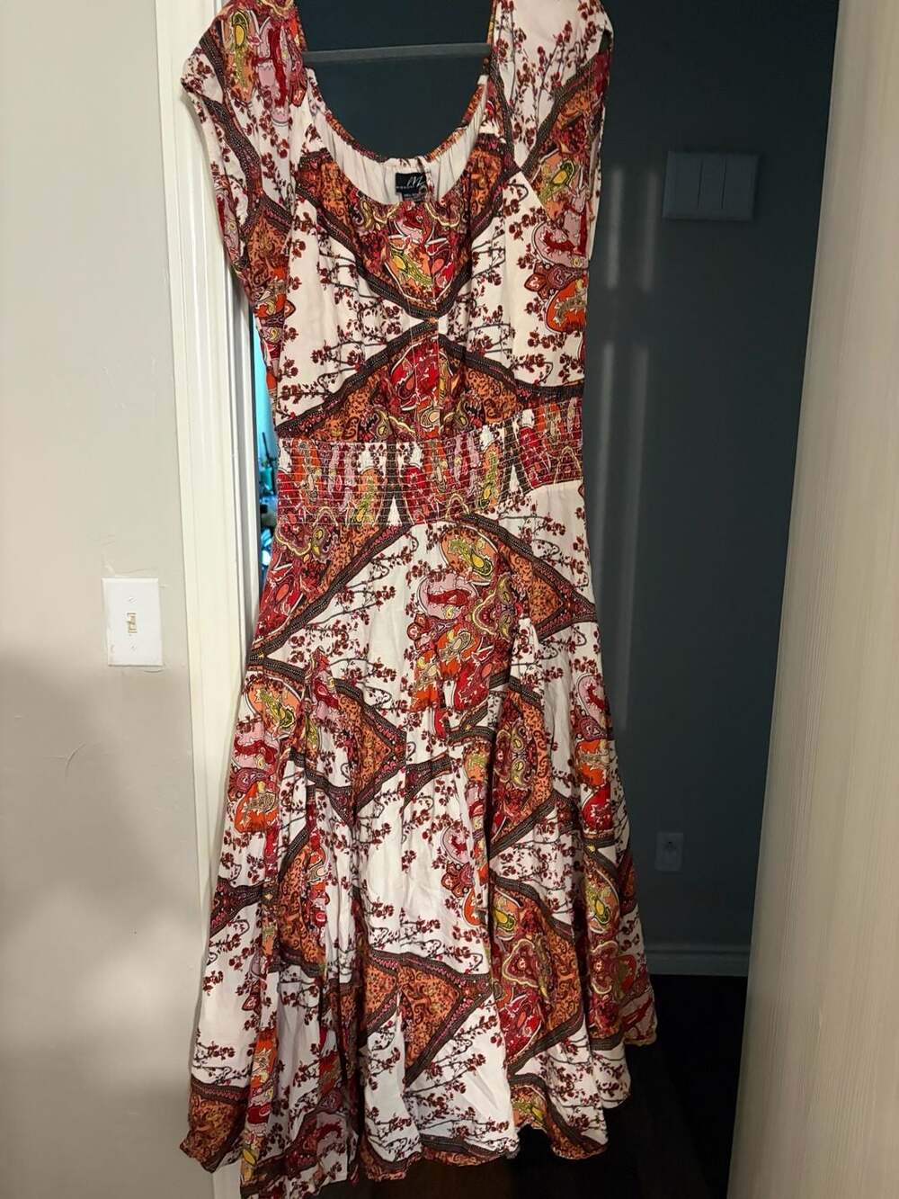 Midnight Velvet Cotton Paisley Print Maxi Dress